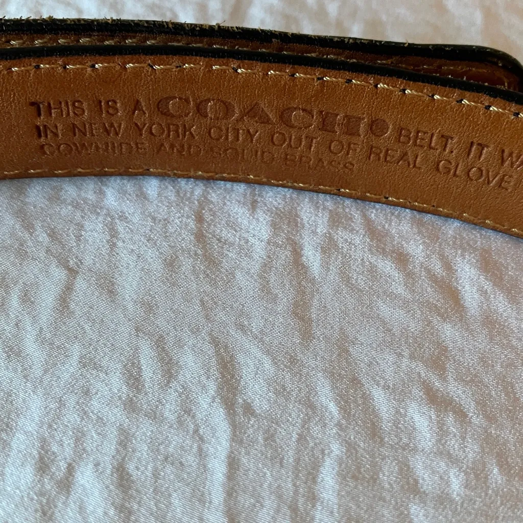 Coach: Vintage Leather Belt- Gold Tone Buckle- Made in NYC- wear- S-32” - Image 2