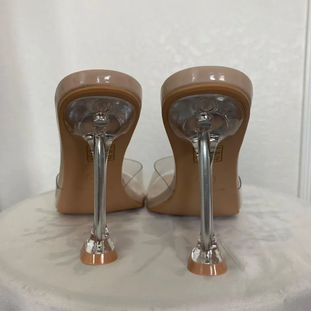 Prettylittlething PLT new Clear Heel Block Mules Stiletto Kitten Heel Sandals 9 - Image 5