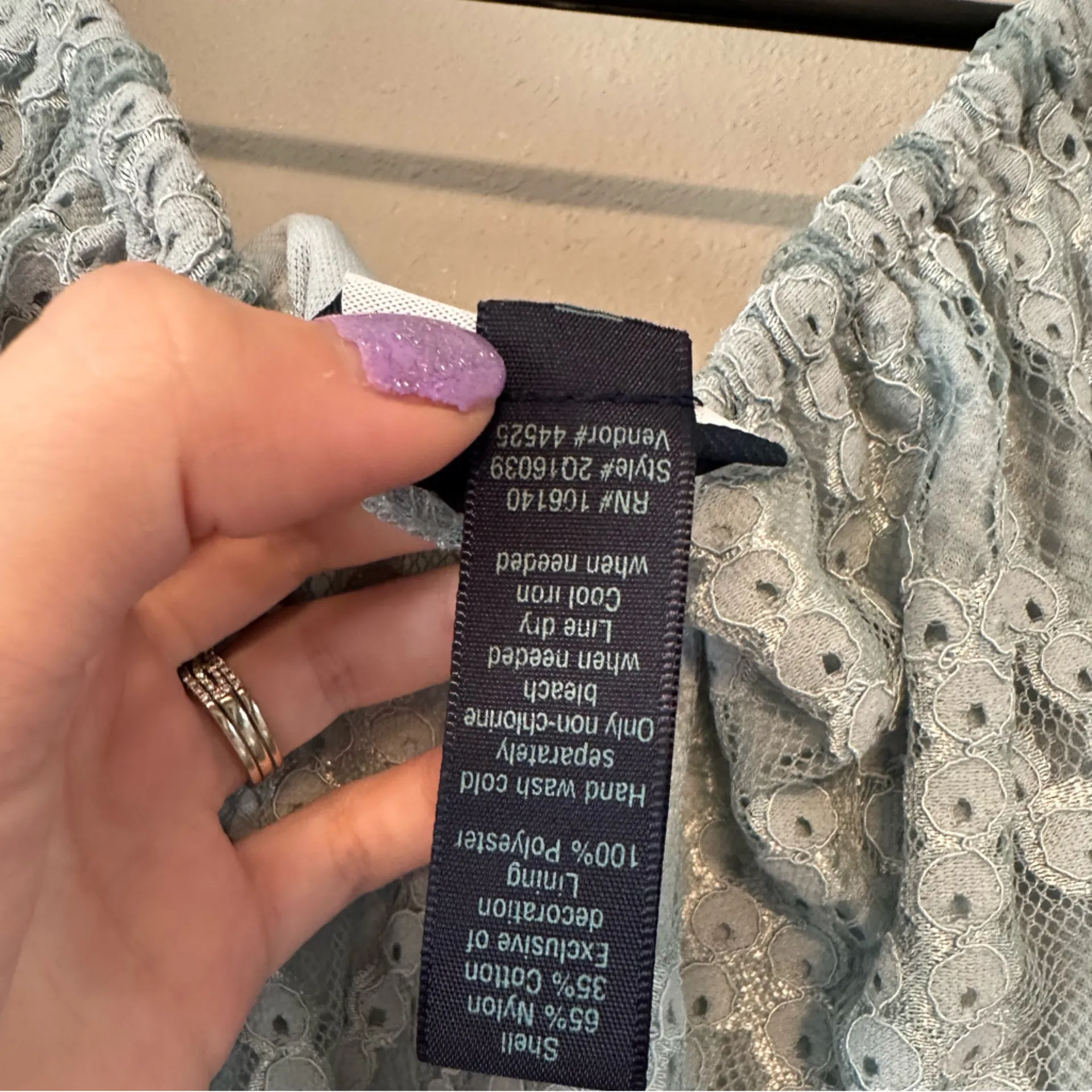 Buckle Light Blue Lace Off-Shoulder Top - Image 7