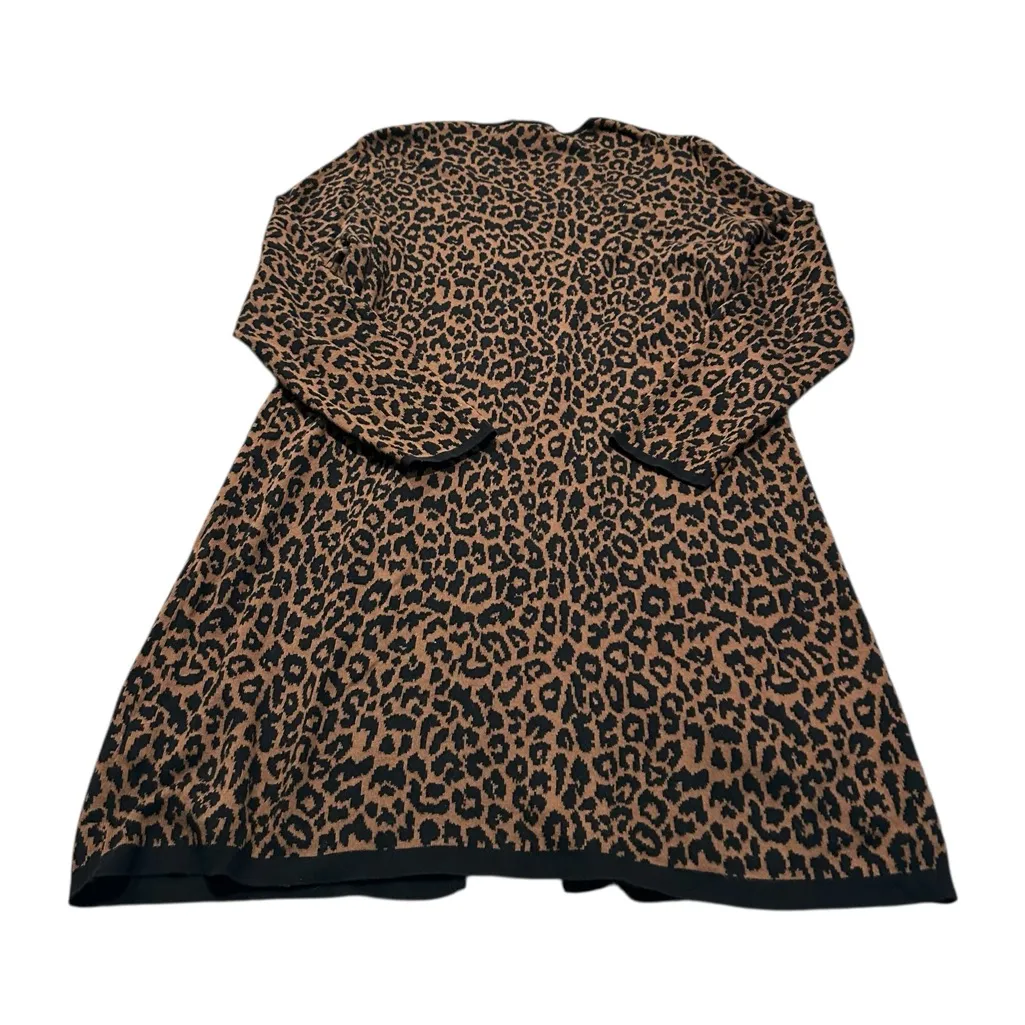 RAFAELLA leopard print zip front cardigan dress - Image 4