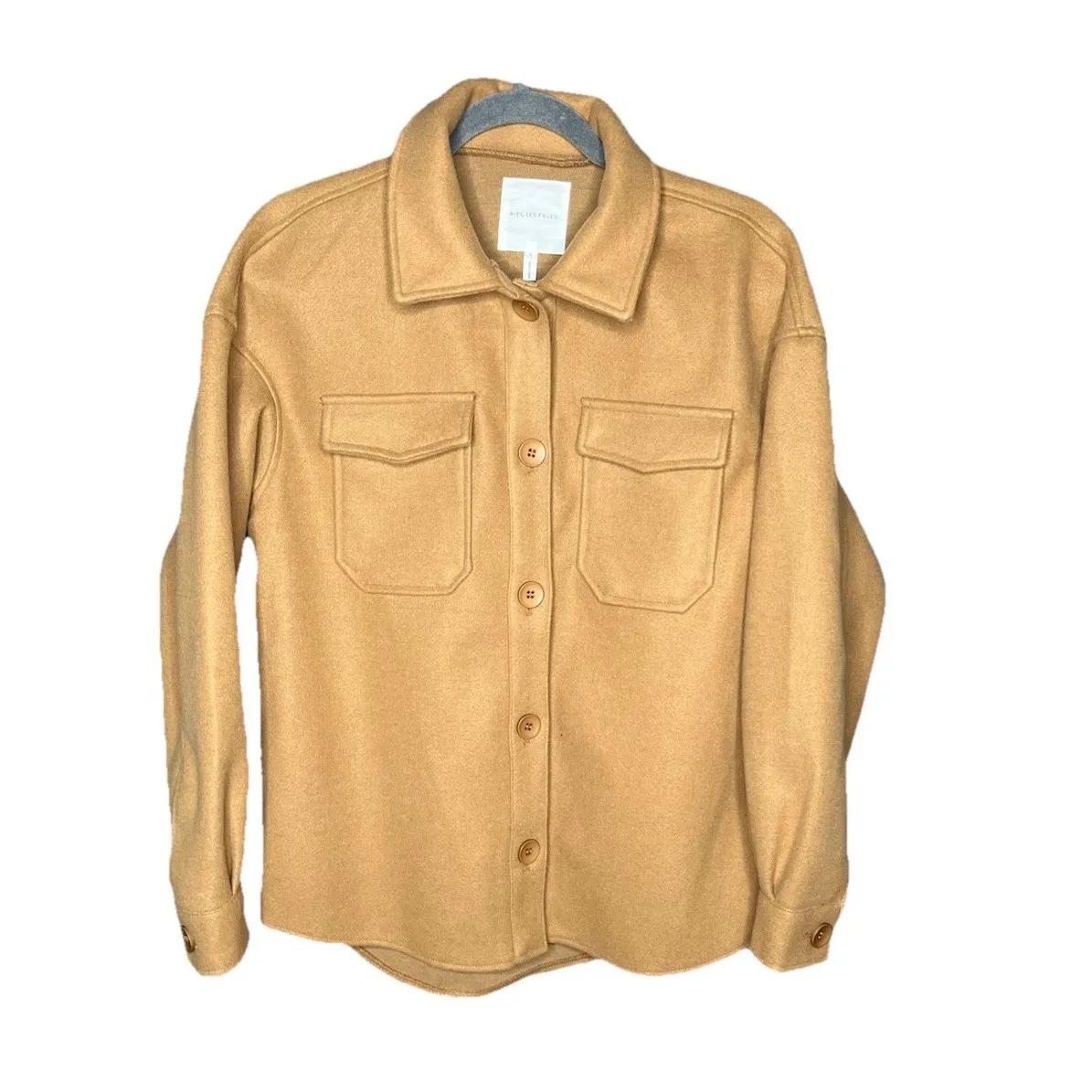 Avec Les Filles Camel Oversized Button Down Shacket Pockets Size Small - Image 2