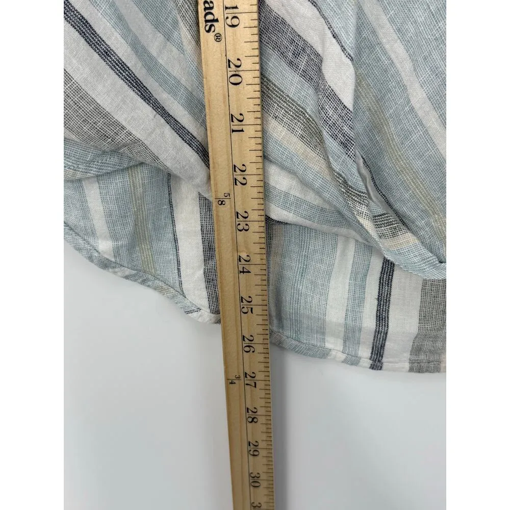 NEW Loft Outlet Blouse Women S Light Blue Striped Linen Blend Coastal Neutral - Image 7