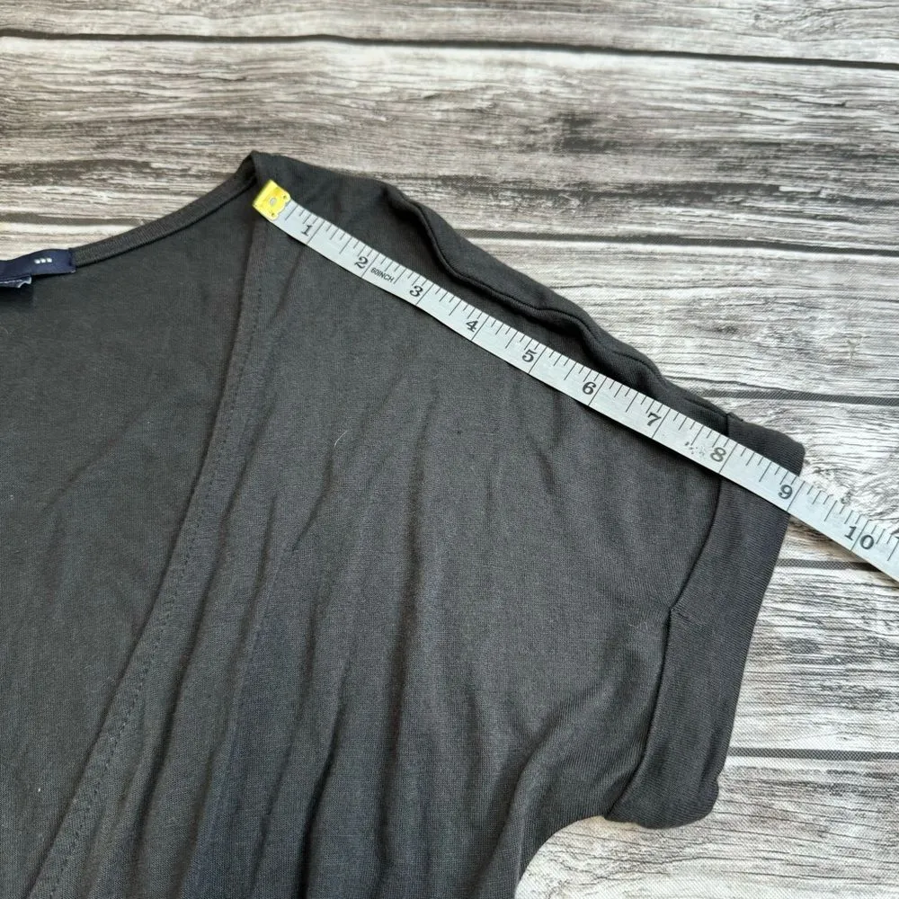 GAP Women's Grey Gray Stretch Wrap Tie Waist V Neck Dress XS Extra Small Unlined - Image 14