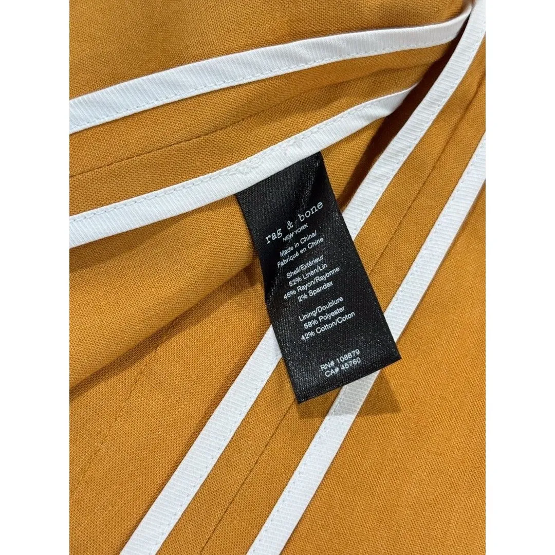 Rag & Bone Womens Suit Set Yellow Linen Tailored Blazer Straight Trouser Size 2 - Image 11