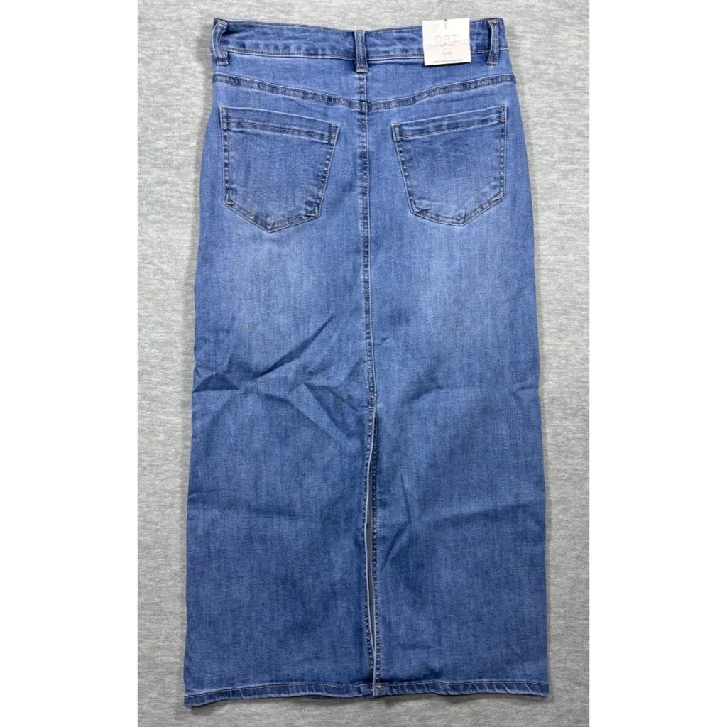 OAT New York Womens Denim Midi Skirt Size‎ 6 Jean Front Slit Blue - Image 4