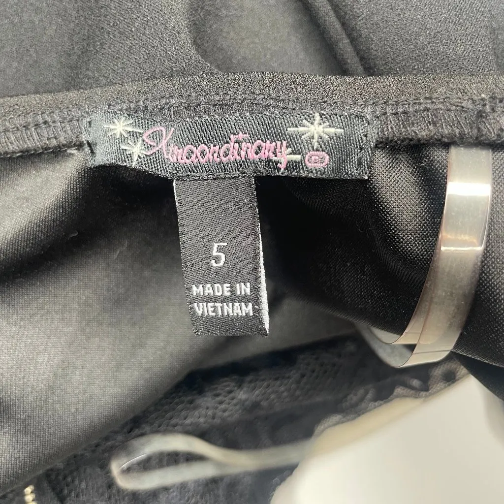 Black Lace Cutout Exposed Zip Mini Skater Dress Size 5 Goth Glam - Image 8