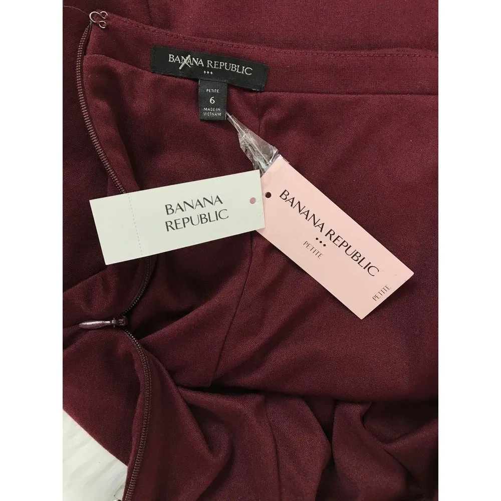 Banana Republic Women's Skirt Burgundy Sz 6 A-Line Casual Petite Flare Paneled - Image 6