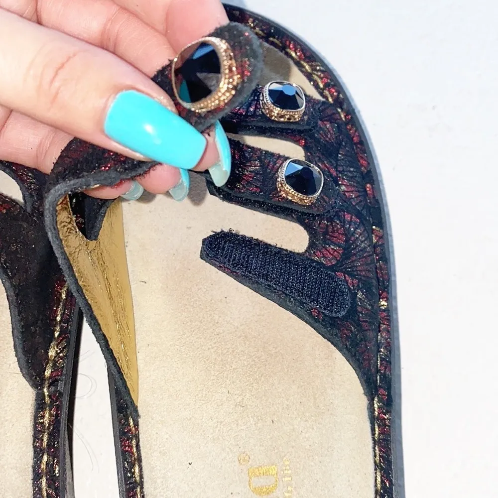 Alegria Kacee Drama Red Black Three Strap Sandals - Image 8