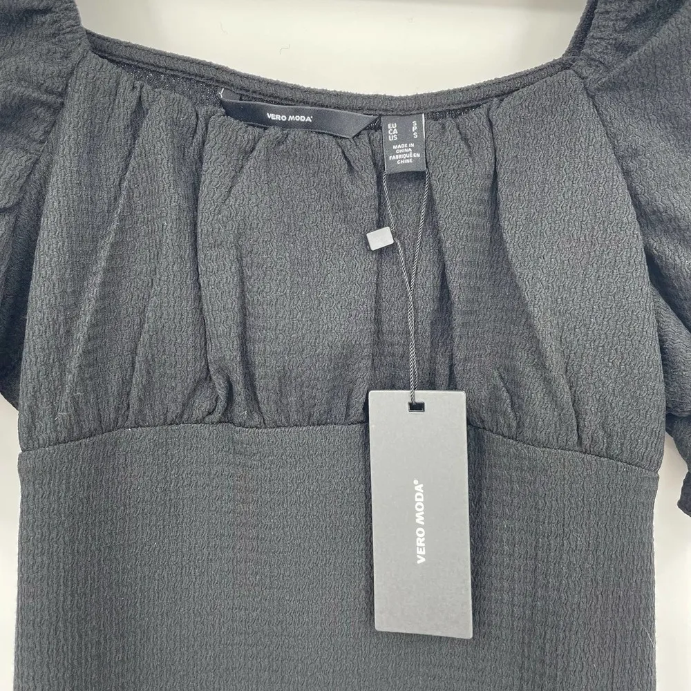 Vero Moda VMNINA Nina Short Puff Sleeve Dress Black Size Small NWT - Image 3