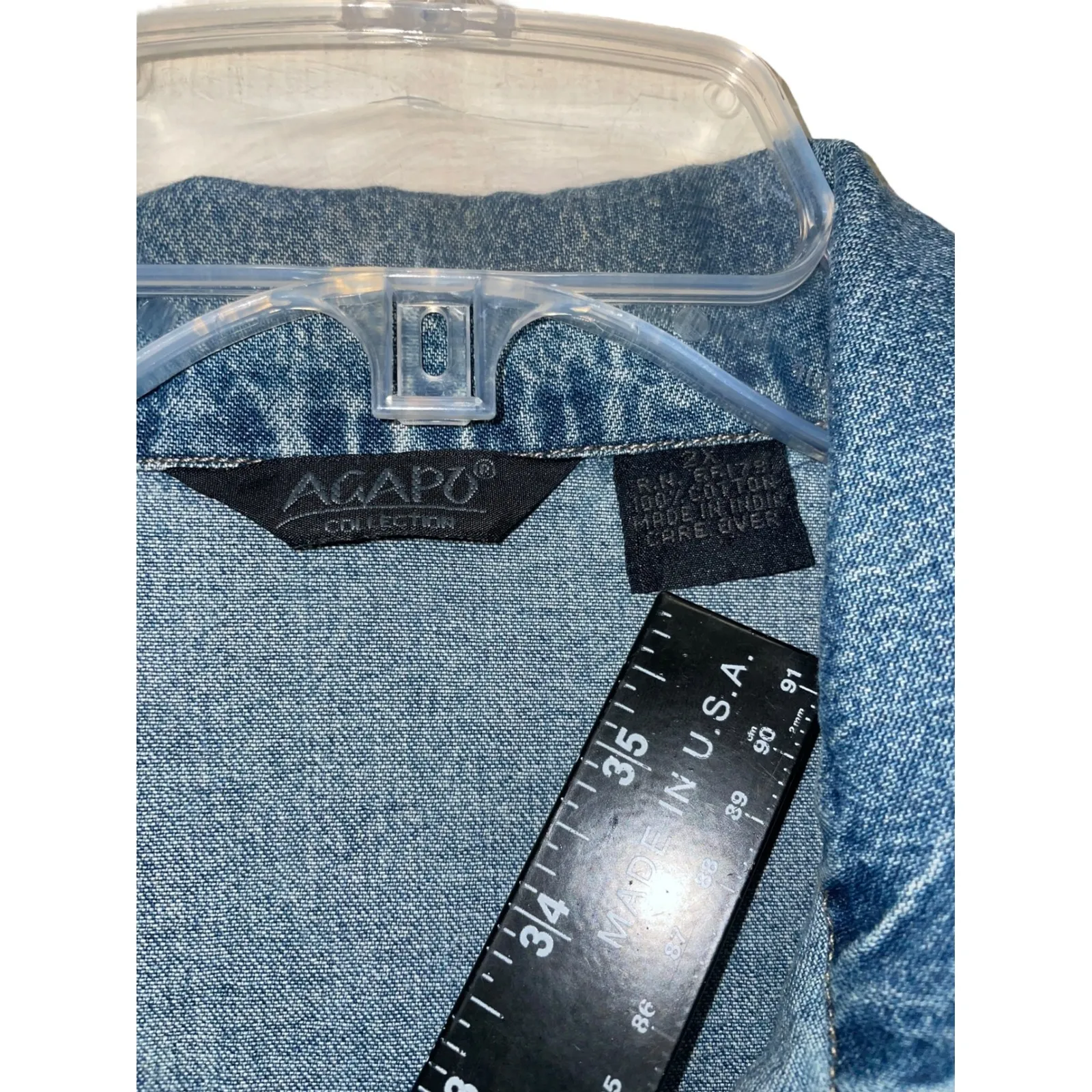 Agapo Collection Denim Jacket Women's Floral Embroidered Button Up Jean Coat Blue Size XXL - Image 2