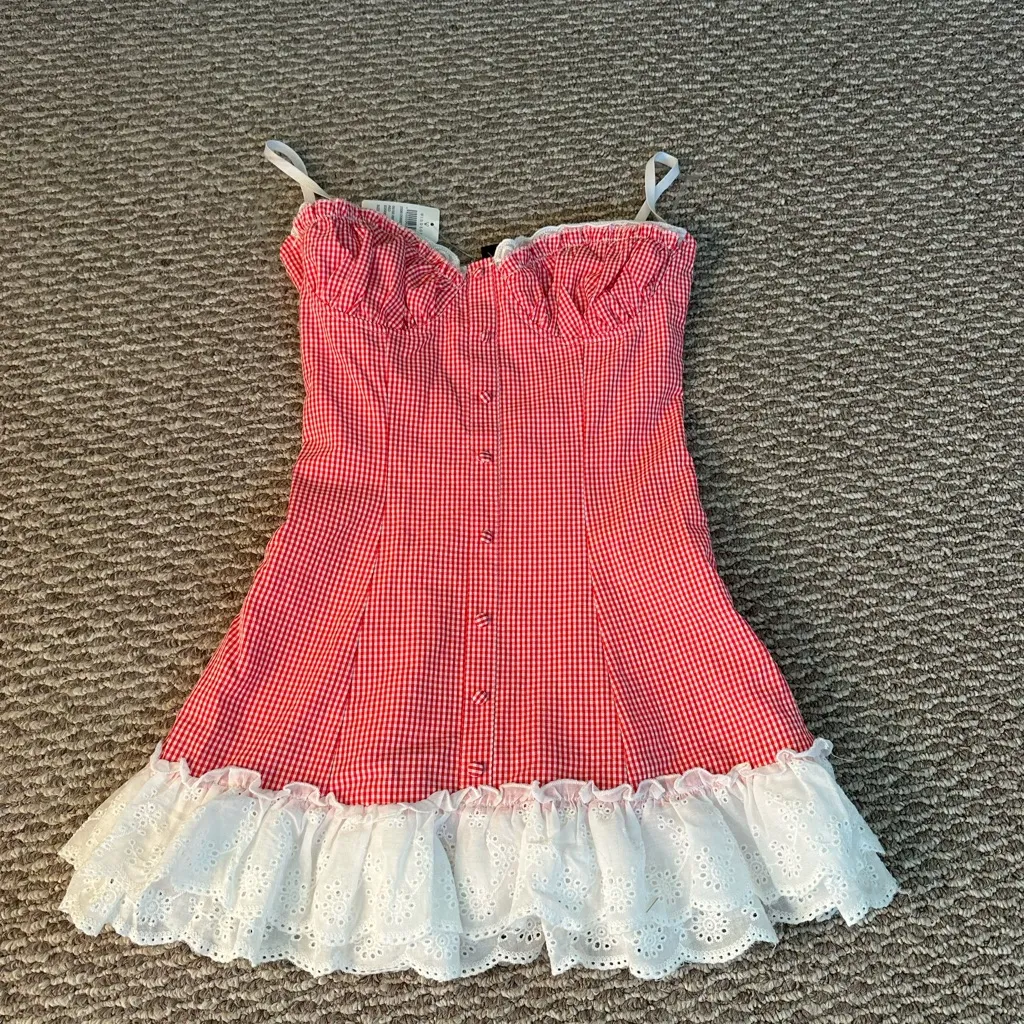 Red and White Gingham Dress - Image 5