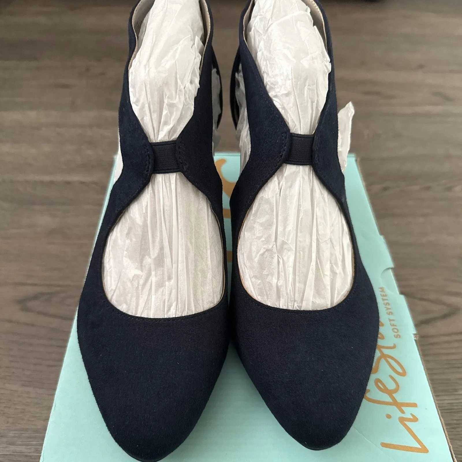 LifeStride Giovanna 2 Pump Faux Suede Cutout Heel Dress Shoe Size 9.5W Navy NWB - Image 14