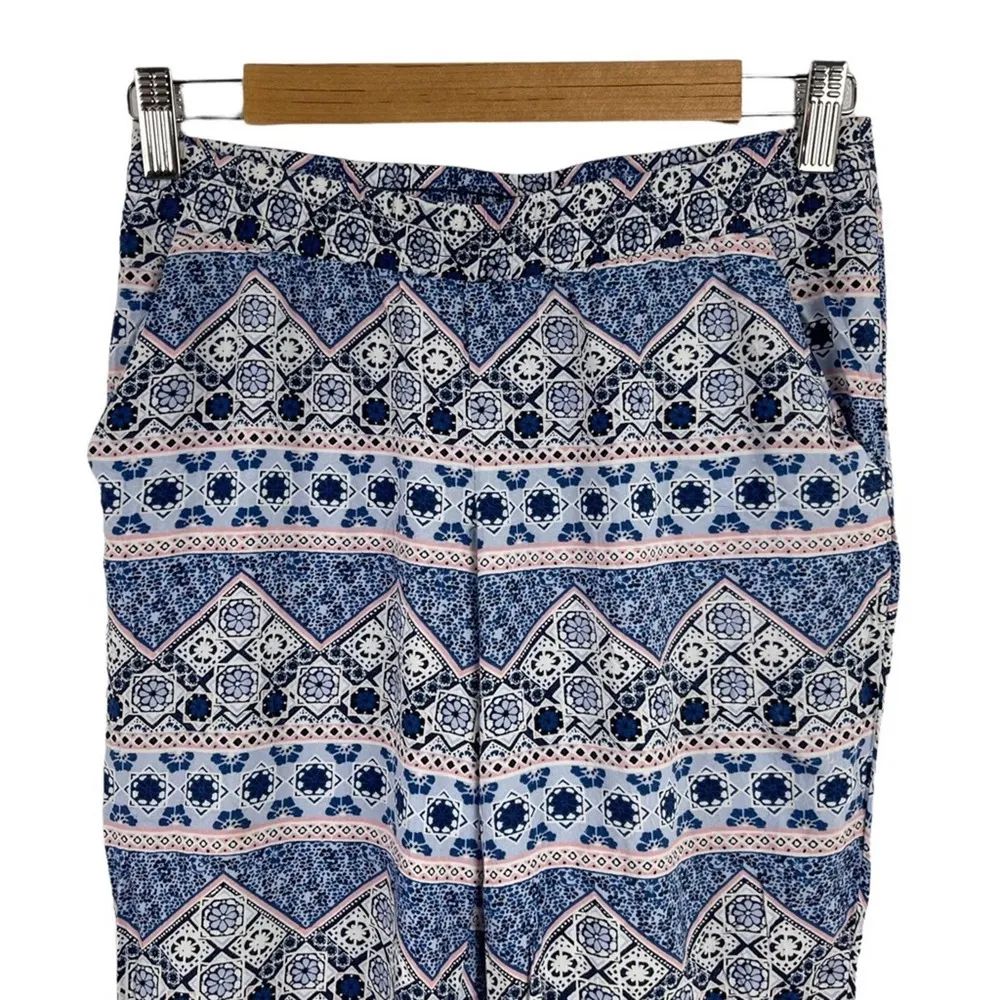 Divided Womens Size 4 Tribal Print Straight Leg High Waist Pants Blue - Image 2