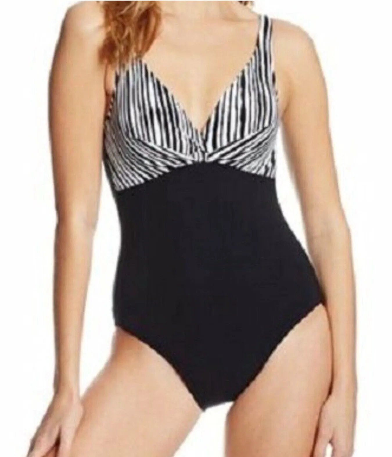 Profile By Gottex One Piece Swimsuit Zebra Print Animal Womens 8 Spaghetti Strap - Image 1