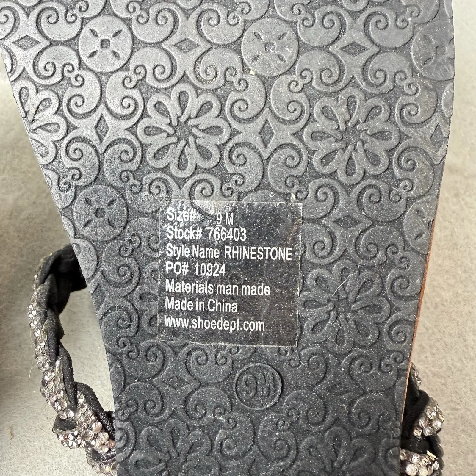 Palms  Flip Flop Sandals Thong Black With Rhinestone Size 9M - Image 5