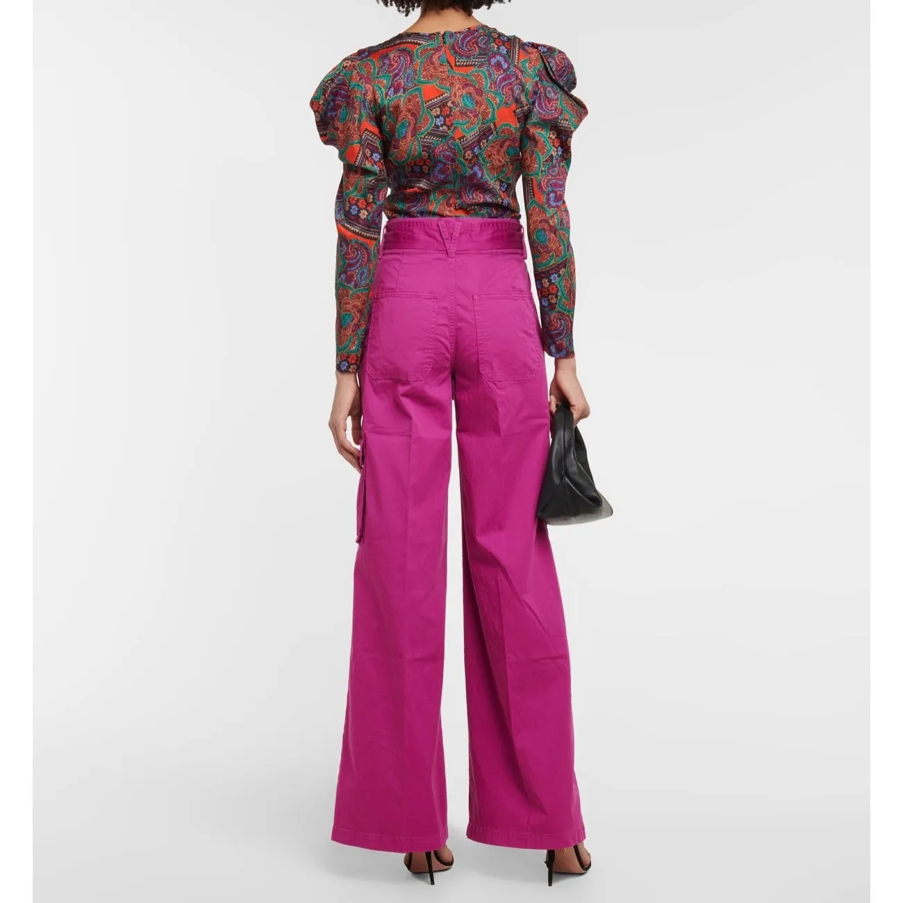 NEW NWT Veronica Beard Belisa Wide Leg Pants Bright Magenta size 26 - Image 3