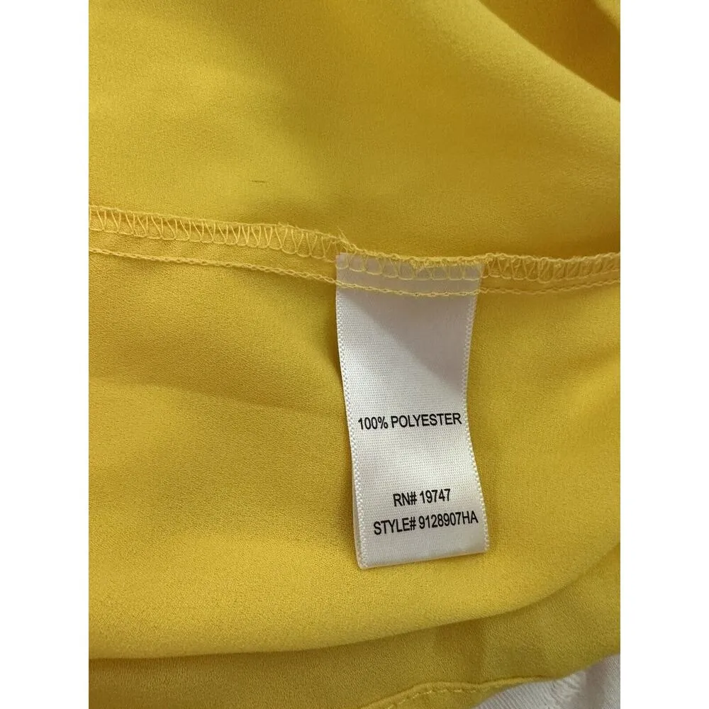 Counterparts Blouse Womens Top Yellow Short Sleeve Size XL Crewneck Front Tie - Image 4