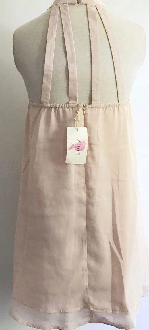 Black Halter Lace Strappy Swing Party Formal Date Night Dress - Image 3