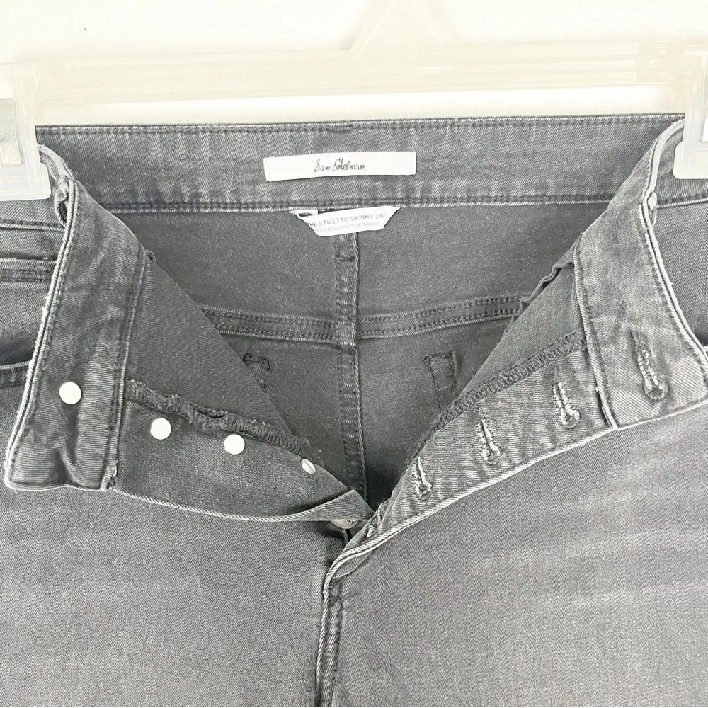 SAM EDELMAN The Stiletto Skinny High Rise Exposed Button Fly Frayed Hem Jeans 33 - Image 8