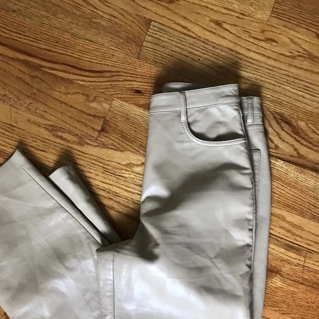 Aritzia Wilfred Melina Tan High-Waisted Faux Leather Pants - Image 3