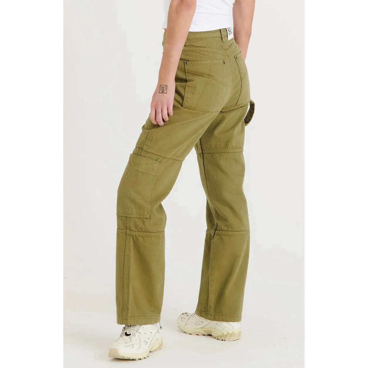 Ragged Priest Combat Jeans Green Khaki Denim High Rise Organic Cotton Cargo 28 - Image 3