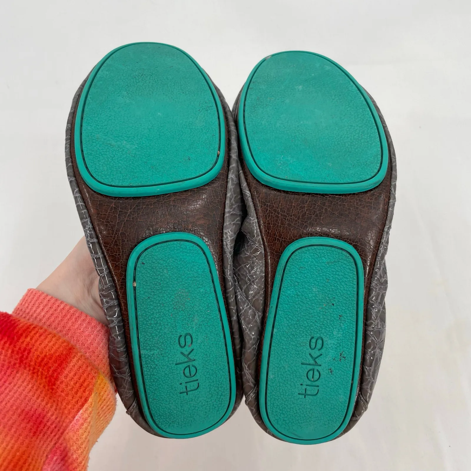 Tieks Slate Gray Croc Leather Ballet Flats Grey Crocodile Texture Shoes Size 8 - Image 8