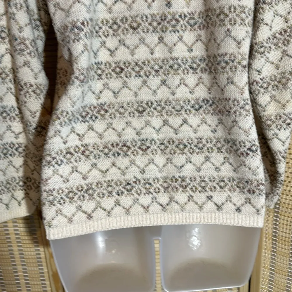 Reba Rose Vintage 1990s Y2K Beige Striped Cardigan Sweater 100% Cotton Small - Image 13