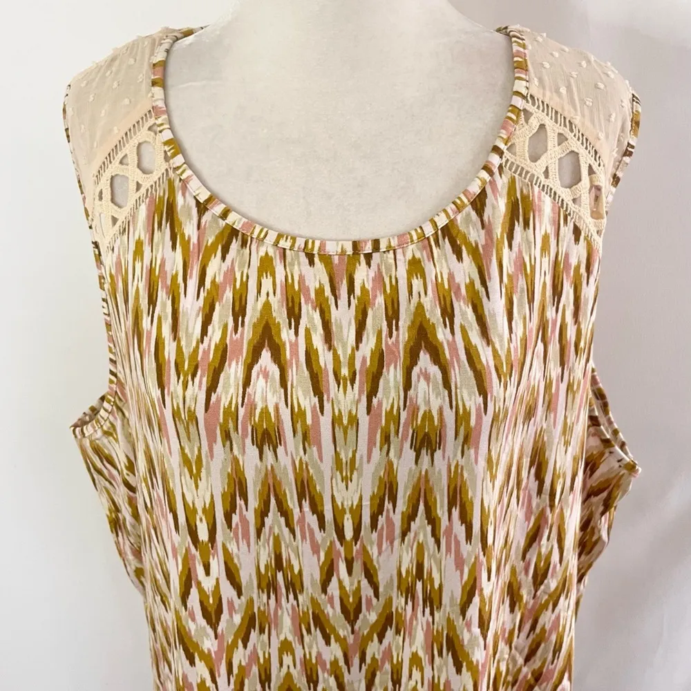 New  Crochet Swiss Dot Printed Knit Tank Top Waicy Oat Size XXL - Image 3