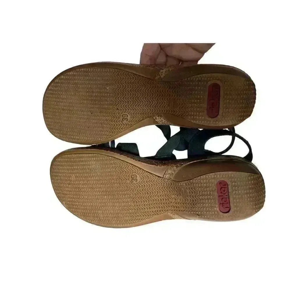 Rieker Women's Blue Beaded Embroidered Strap Sandal Size 39/8 - Image 16