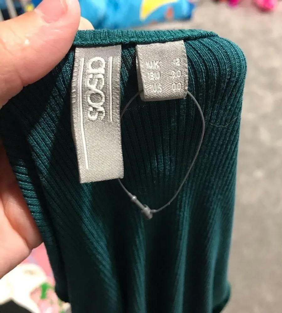 ASOS Teal Ribbed Bell Sleeve Body con Mini Dress - Image 7