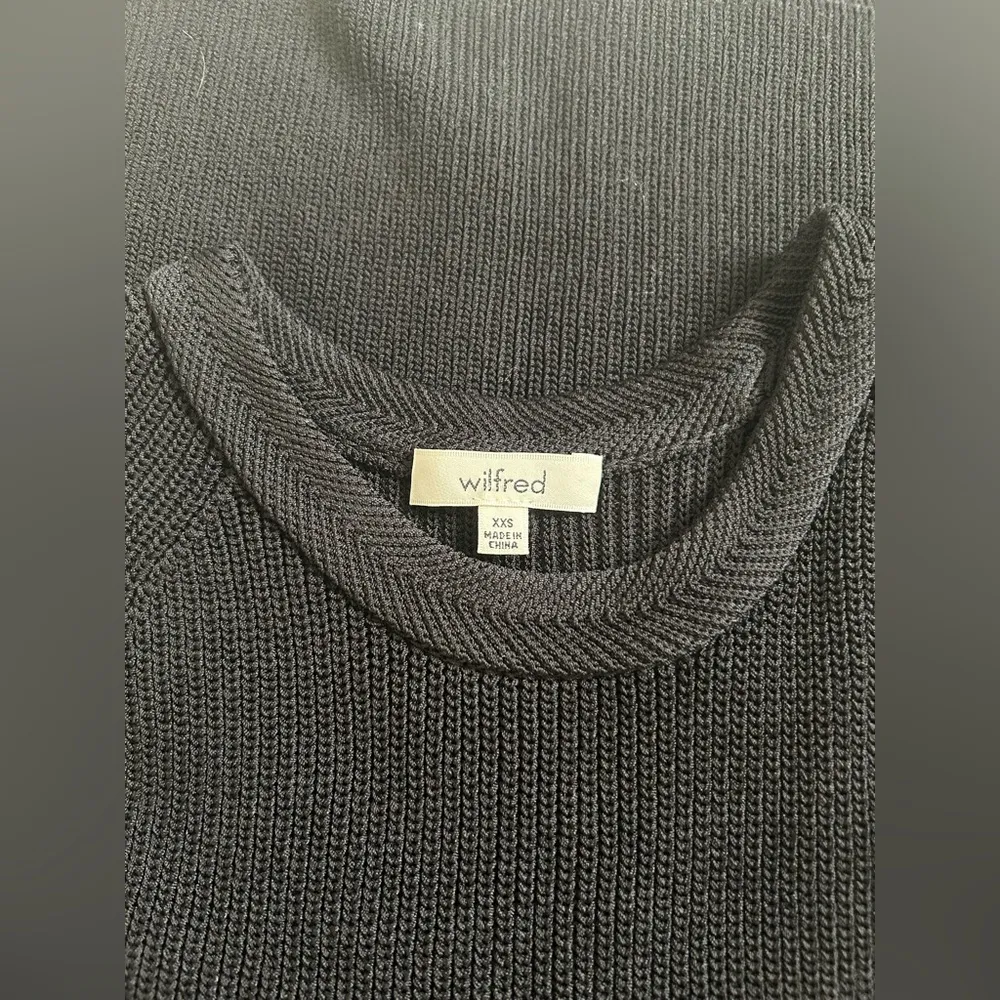 Wilfred Black Sleeveless Ribbed Knit Tunic Sweater Size XXS Side Slits - Image 2