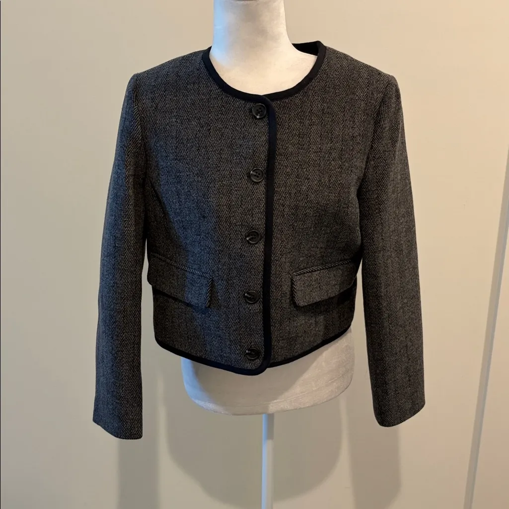 New With Tags JCrew Factory Petite Wool Blend Lady Jacket Sz 8P Black - Image 3