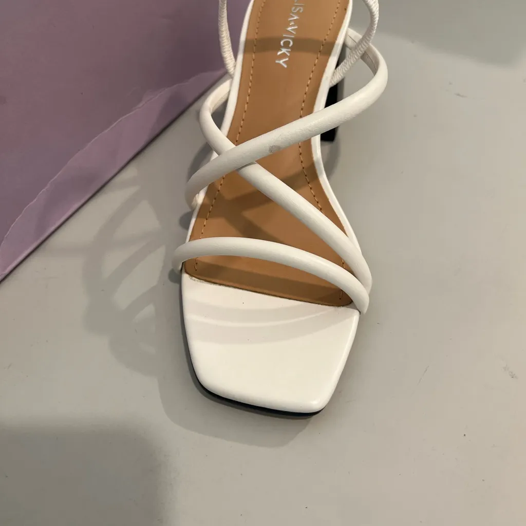 White Strappy Sandals by Lisa Vickey Size 6 - Image 2