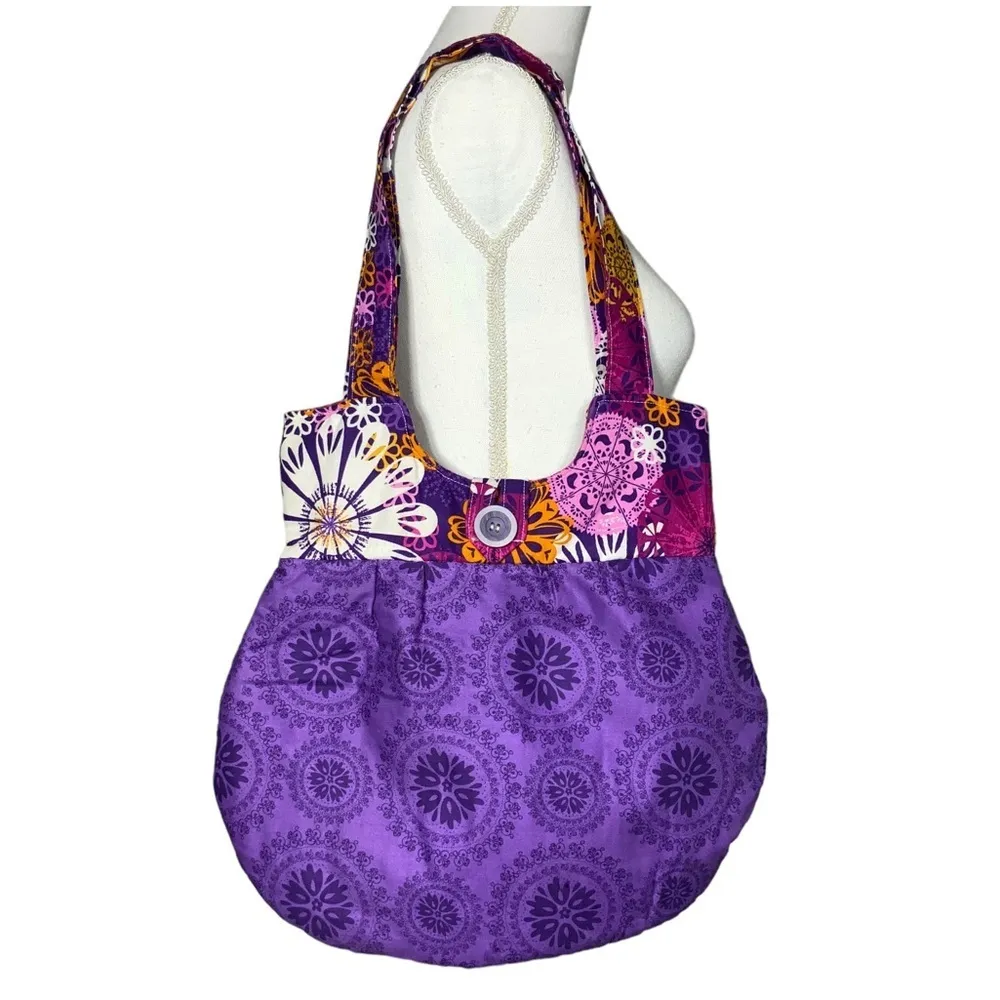 Gypsy Boho Shoulder Bag Hand Made Artisan Purse Tote 60s 70s Hippie Vibe Purple - Image 13