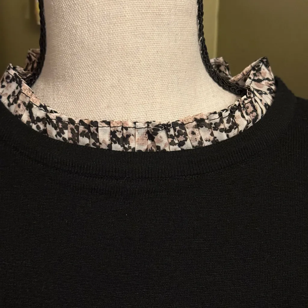 Vila Milano Sweater Size M Long Sleeve Animal Print Ruffle Neck&Cuffs Wool Blend - Image 4