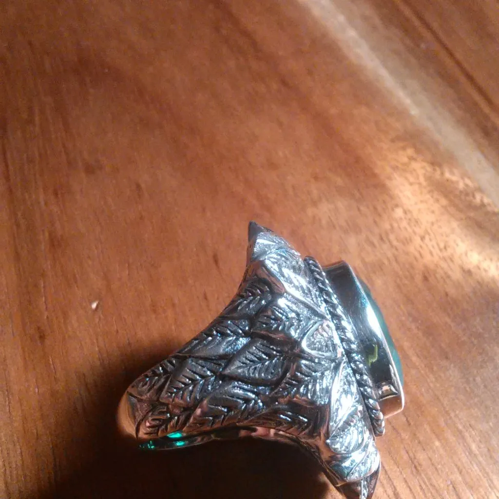 Bali Legacy Verde Onyx Sterling Silver Leaf Ring (Size 6) - Image 7