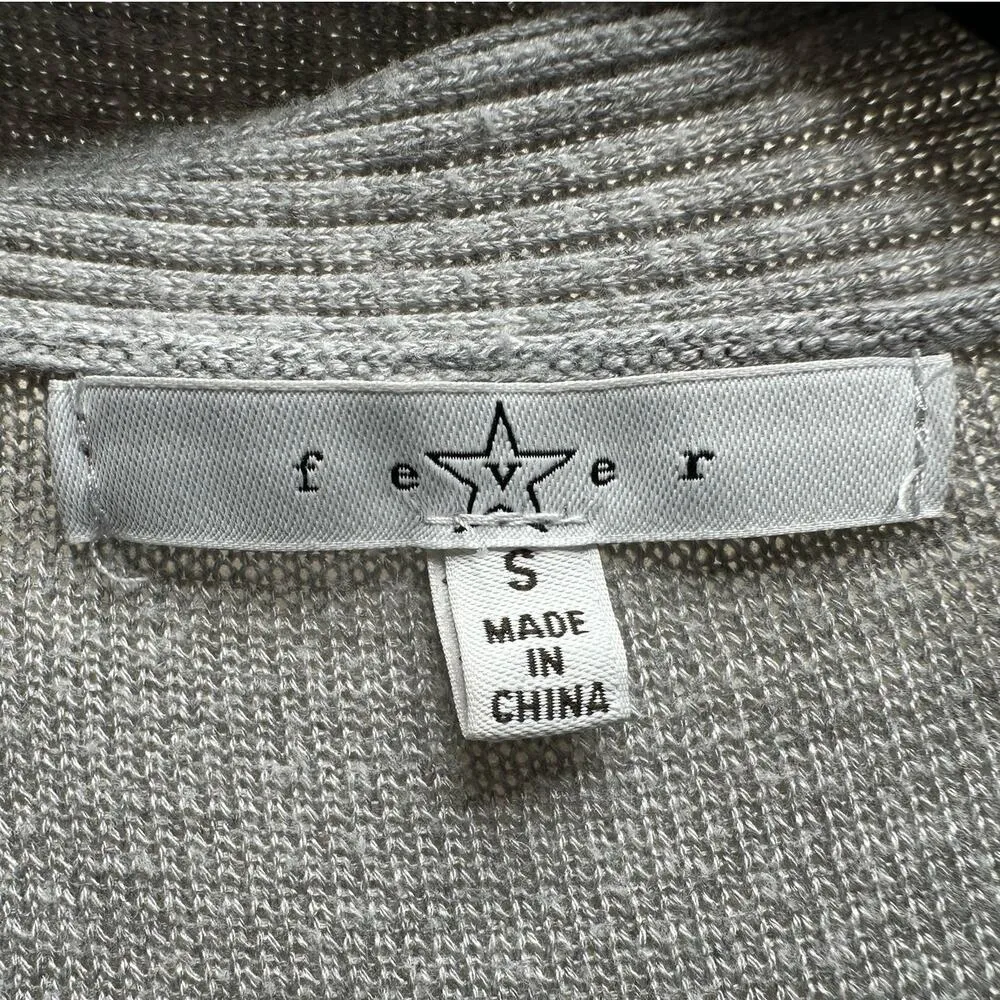 Fever: Gray and White Silky Pleated Cardigan - Image 5