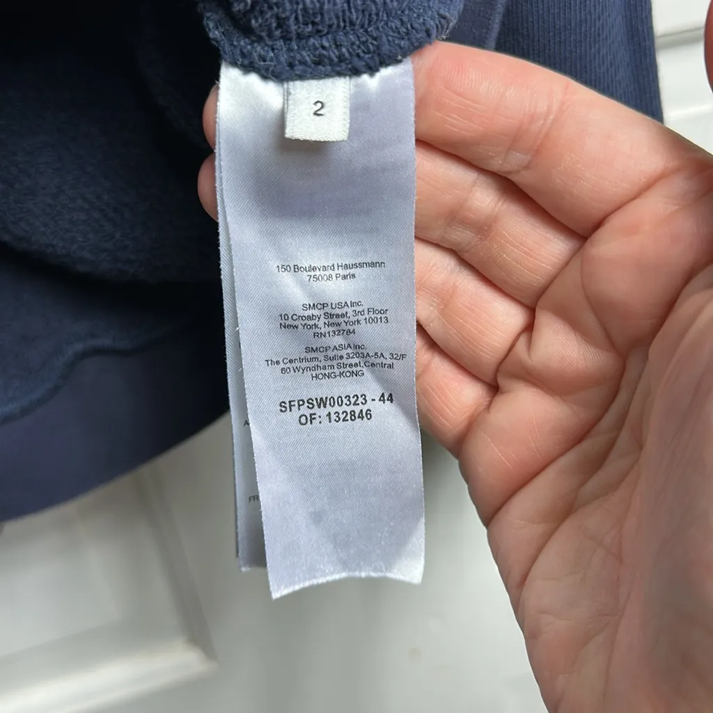 🚨Sandro Luxury BIG LOGO UNIVERSITY VINTAGE BLUE SWEATSHIRT size 2 - Image 3