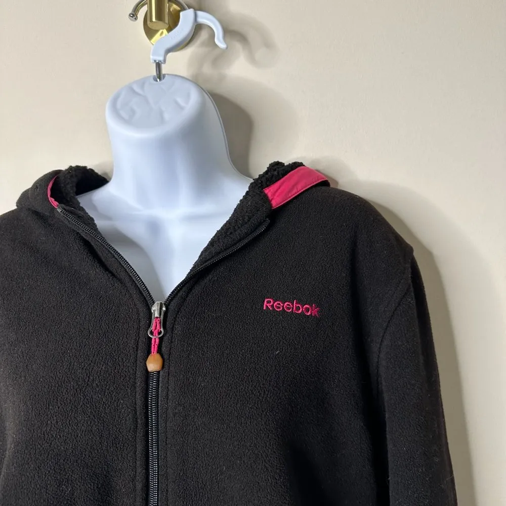 Reebok Black Full Zip Hooded Fleece Jacket Small* - Image 2