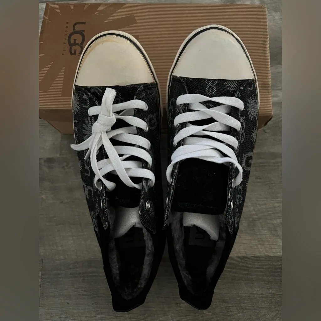 UGG Australia Vintage Fur Sneakers for Women, Size 11 - Black/Grey New In Box - Image 9