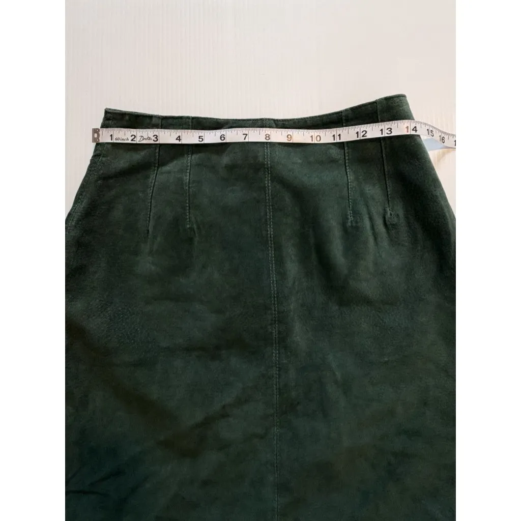 Vtg 90s The Limited Leather Skirt Womens 8 Green High Waist Straight Pencil Mini - Image 6