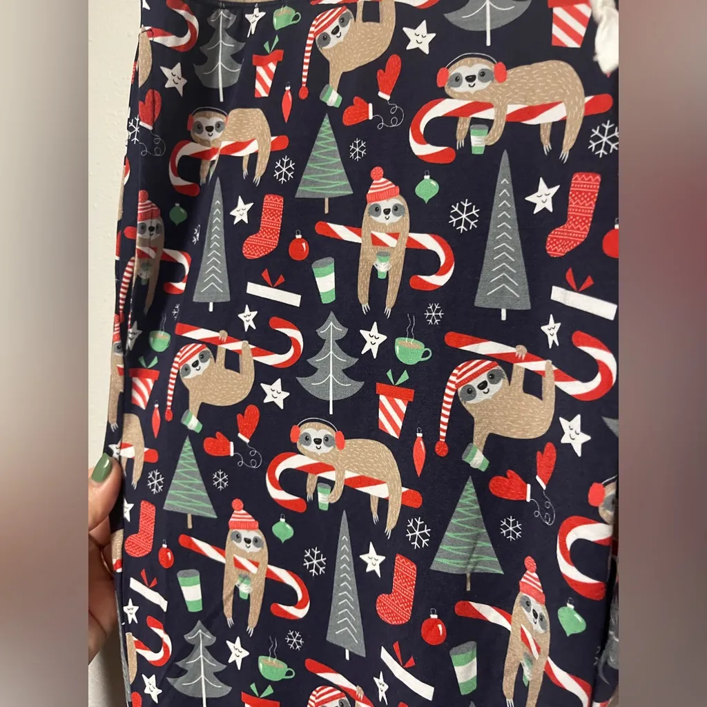 Womens Bamboo Christmas Joggers Size Large Red - Image 2