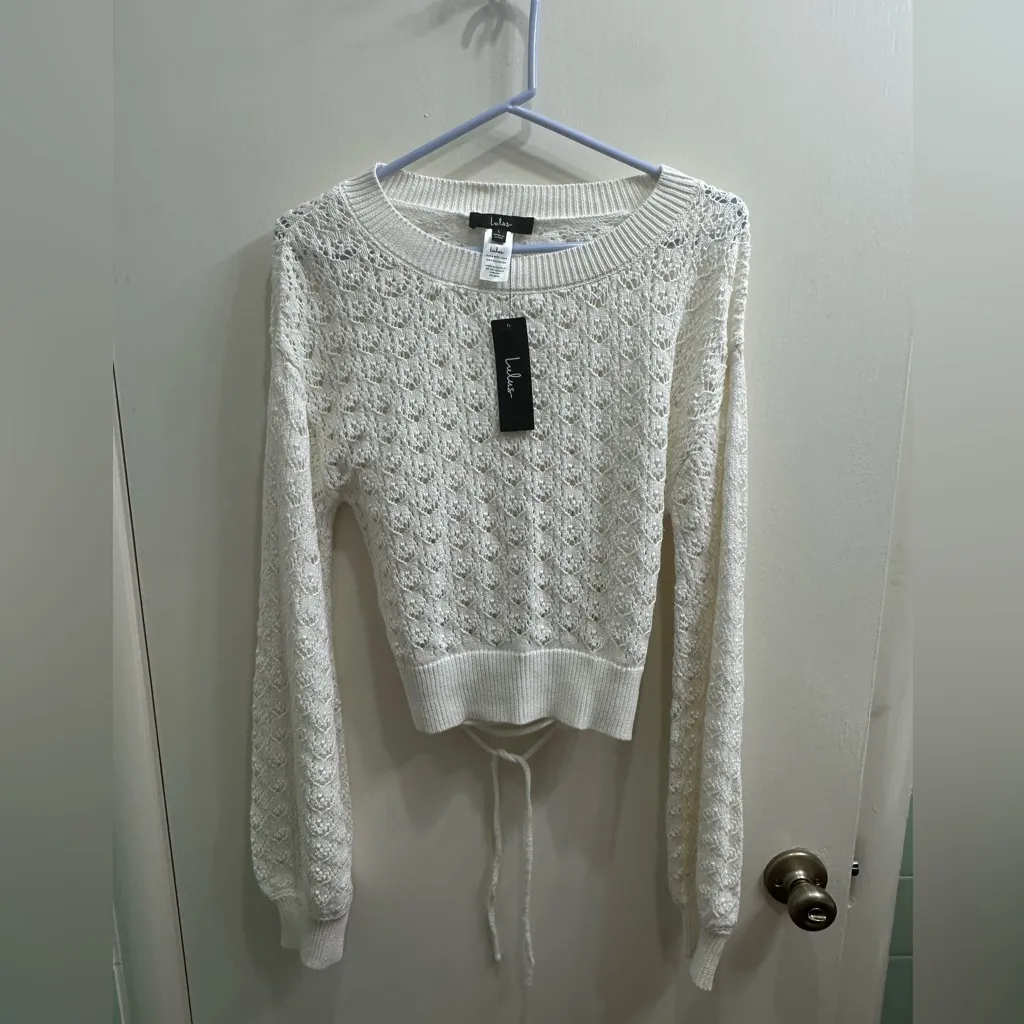 New Lulu's Cream Lace Knit Sweater - Image 2