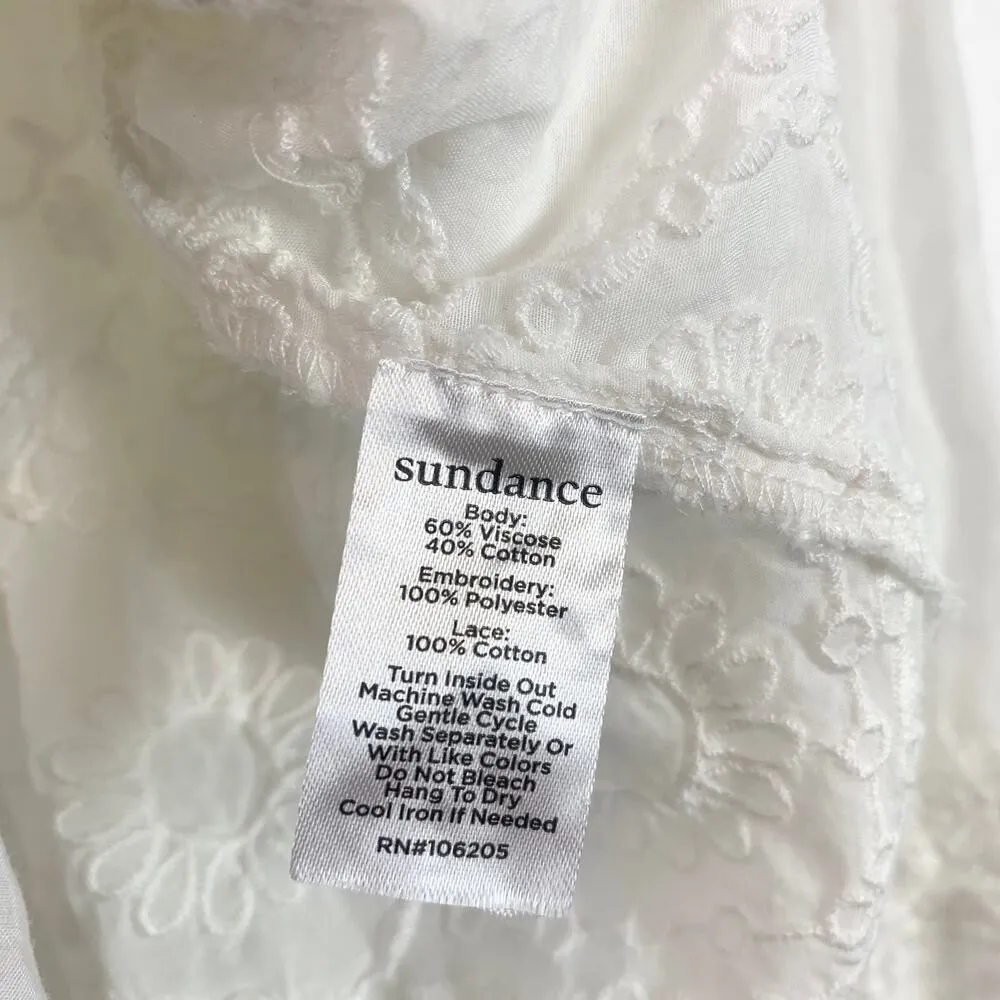 Sundance Corinne Romance Eyelet Embroidered Lace Button Front Blouse Medium White - Image 7