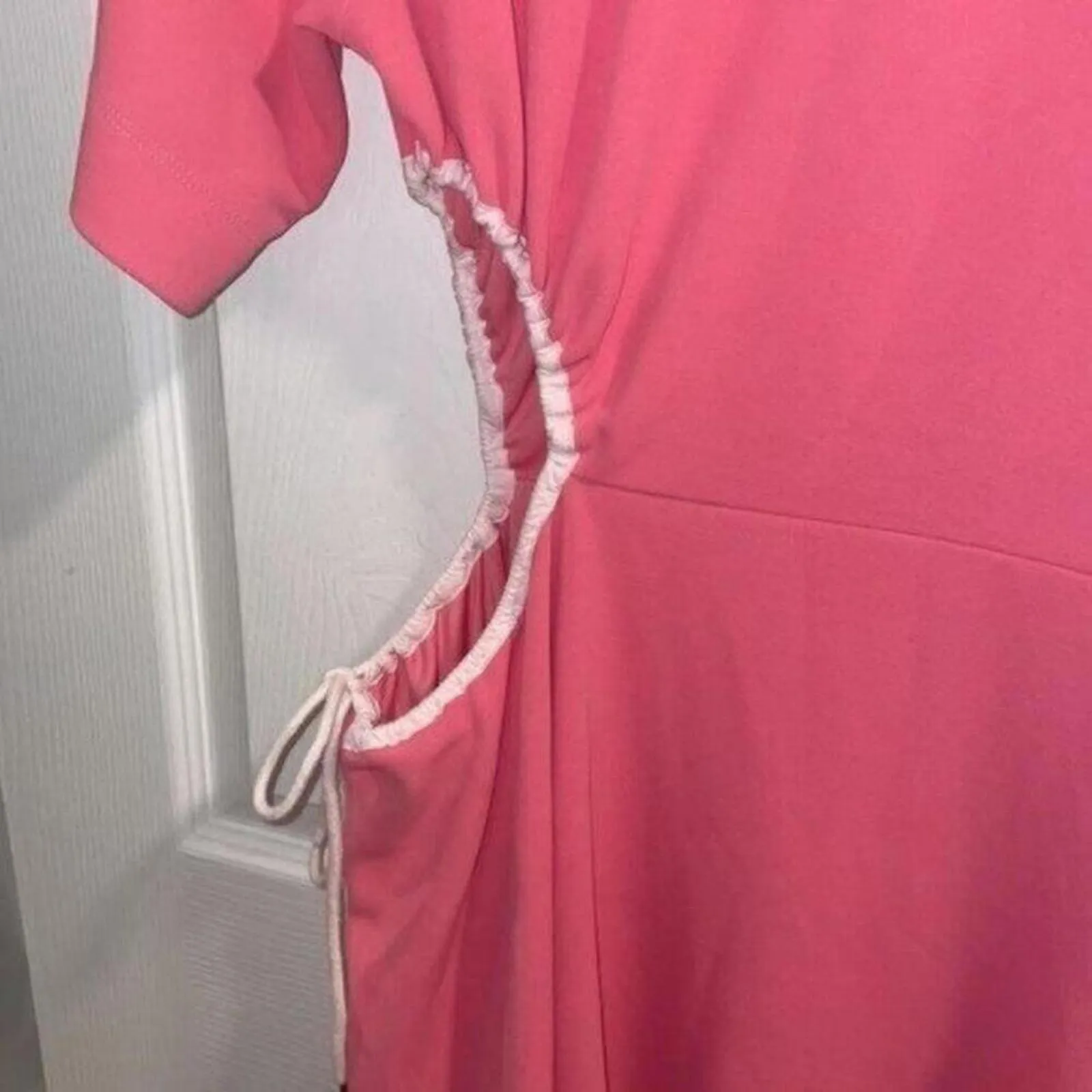 ✅See by Chloe Casual Salmon Pink Side Cut Out Maxi Dress Picnic Brunch - Image 6