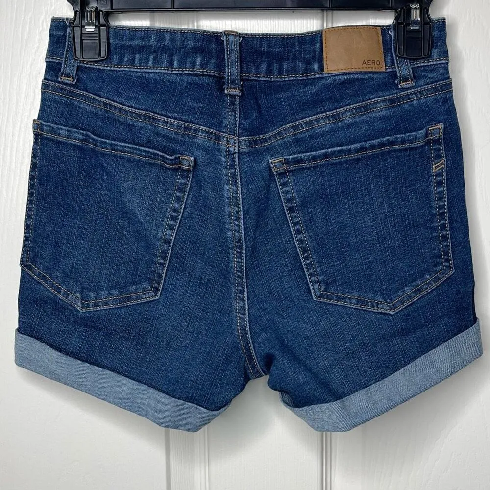 Aeropostale Aero Hise Rise Midi Cuffed Denim Shorts - 4 - Image 2