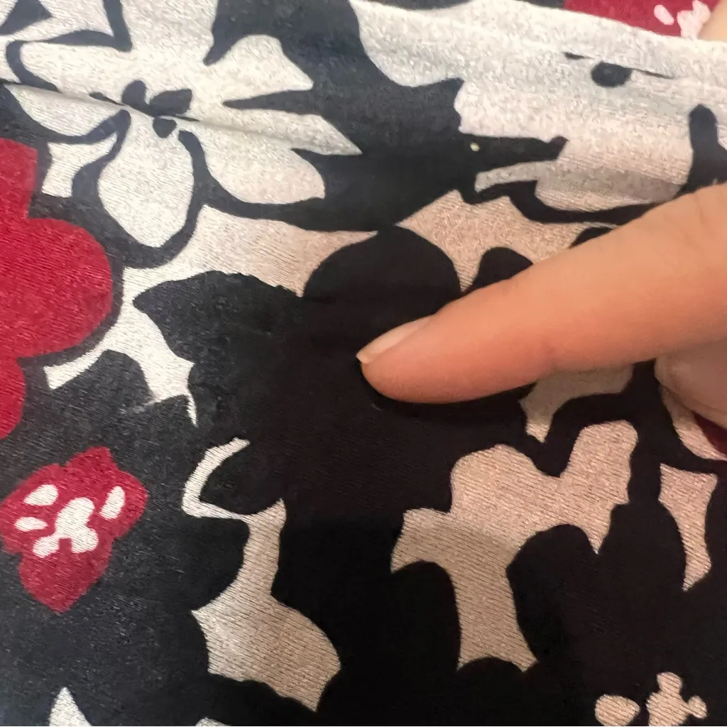 Max Mara Sleeveless Midi Dress Faux Wrap Top Black Cream Red Size 46 or US 12 - Image 11