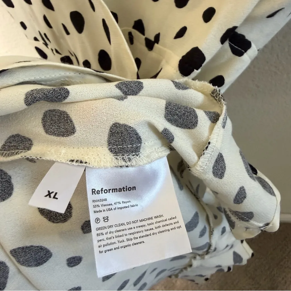 Reformation Deanna Wrap Dress Inkblot White Black Mini Womens Size XL - Image 9