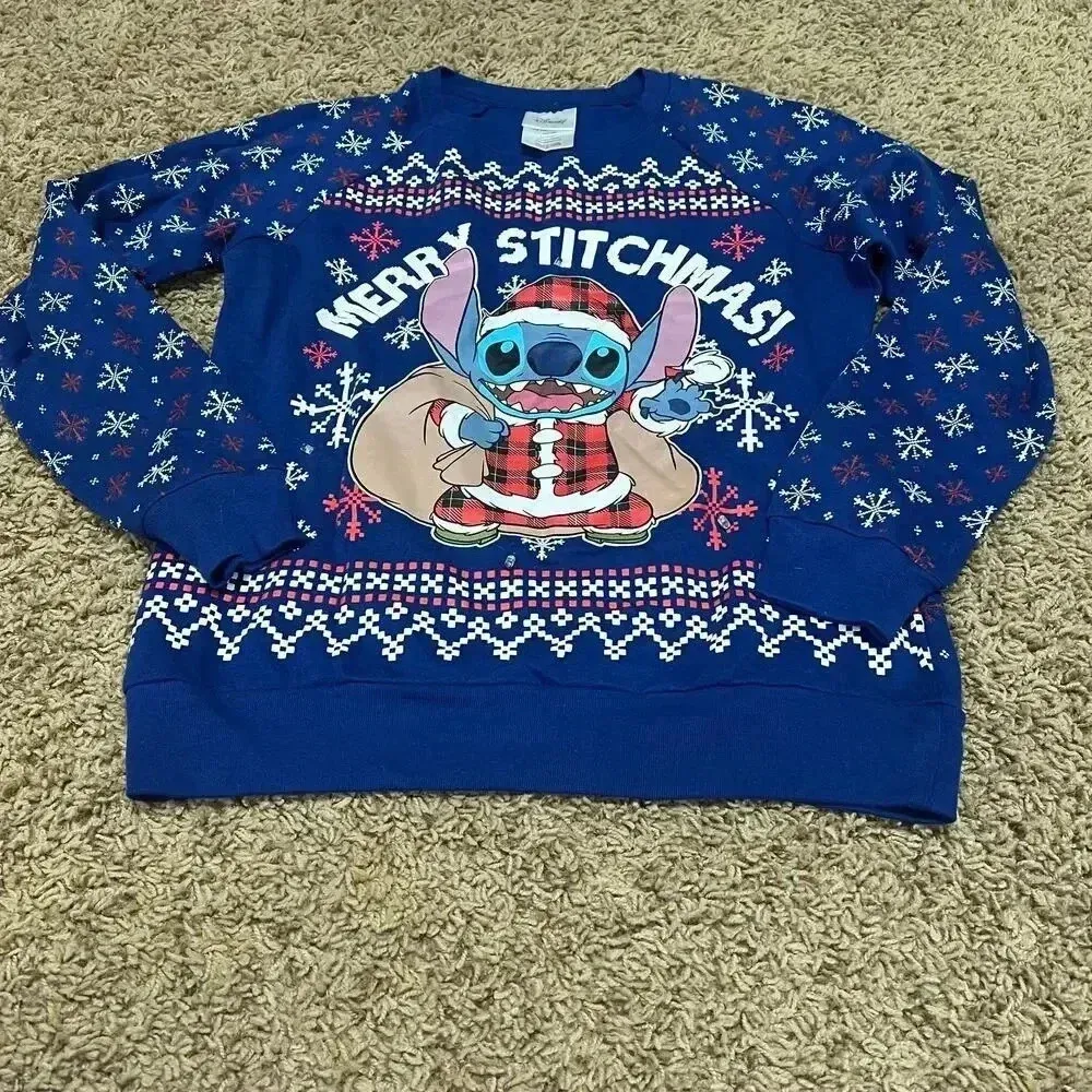 Disney Christmas Sweatshirt Merry Stitchmas Light-Up Womens/Jrs Sz Small - Image 9