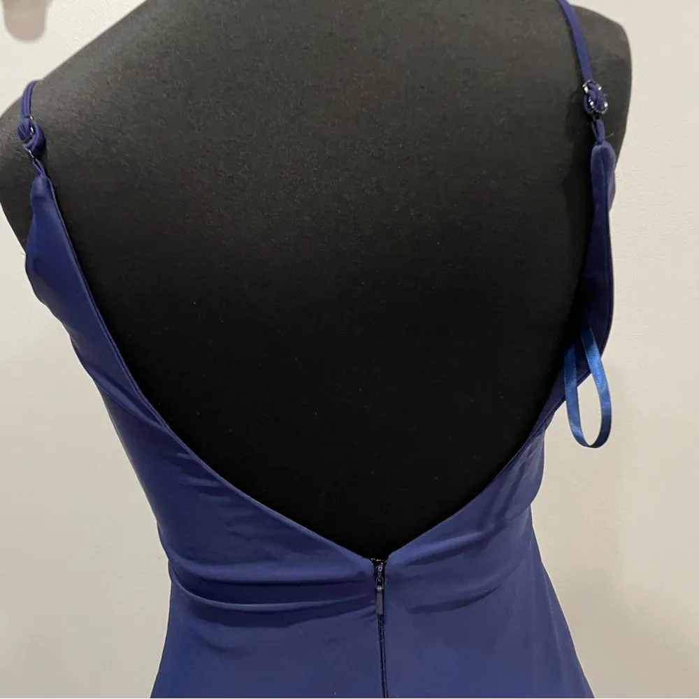 La Femme 30458 Navy Trumpet Gown Jersey 6 - Image 5